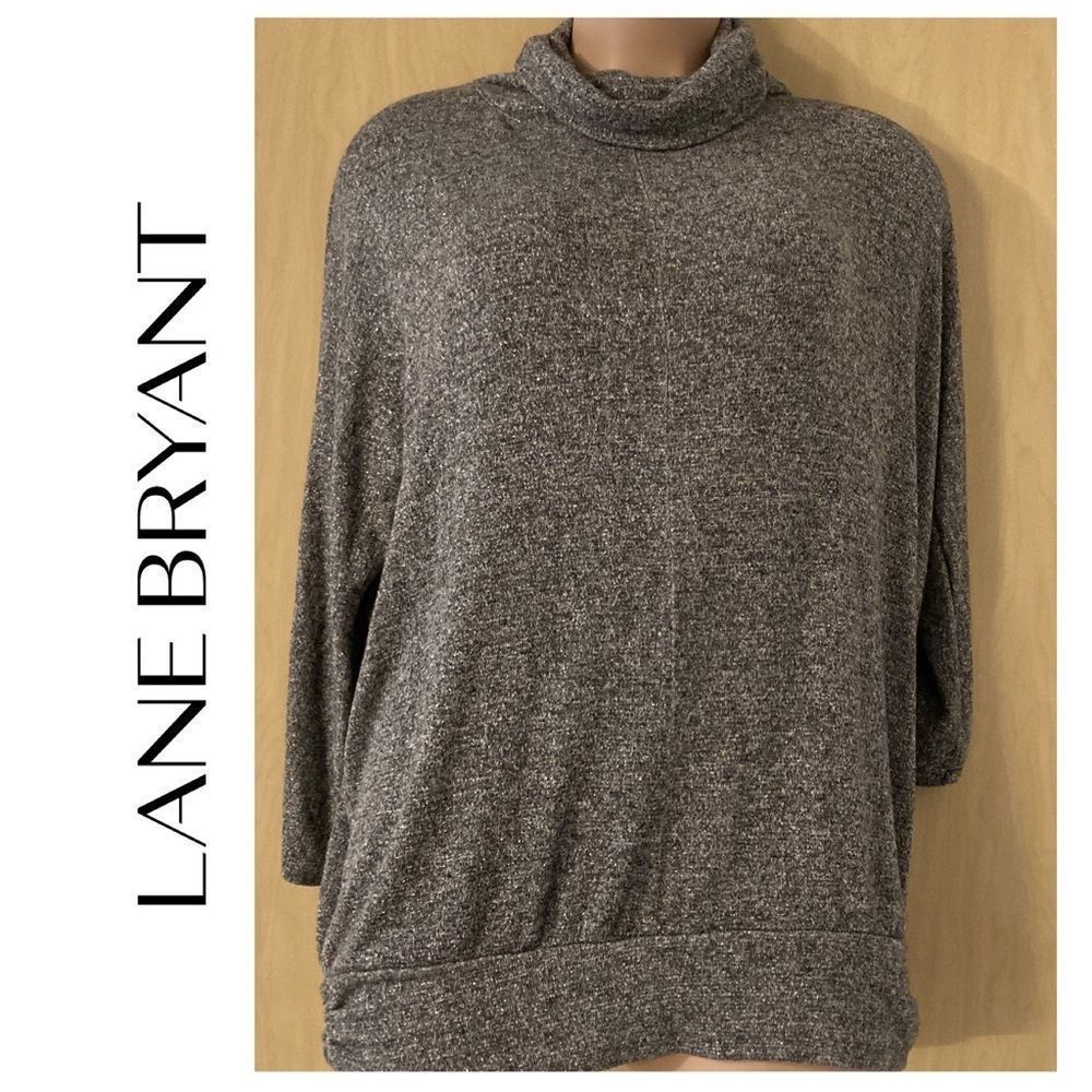 LANE BRYANT DOLMAN COWL NECK METALLIC SWEATER